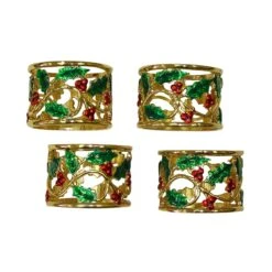 Lenox Holly & Berry Napkin Rings, Set Of 4