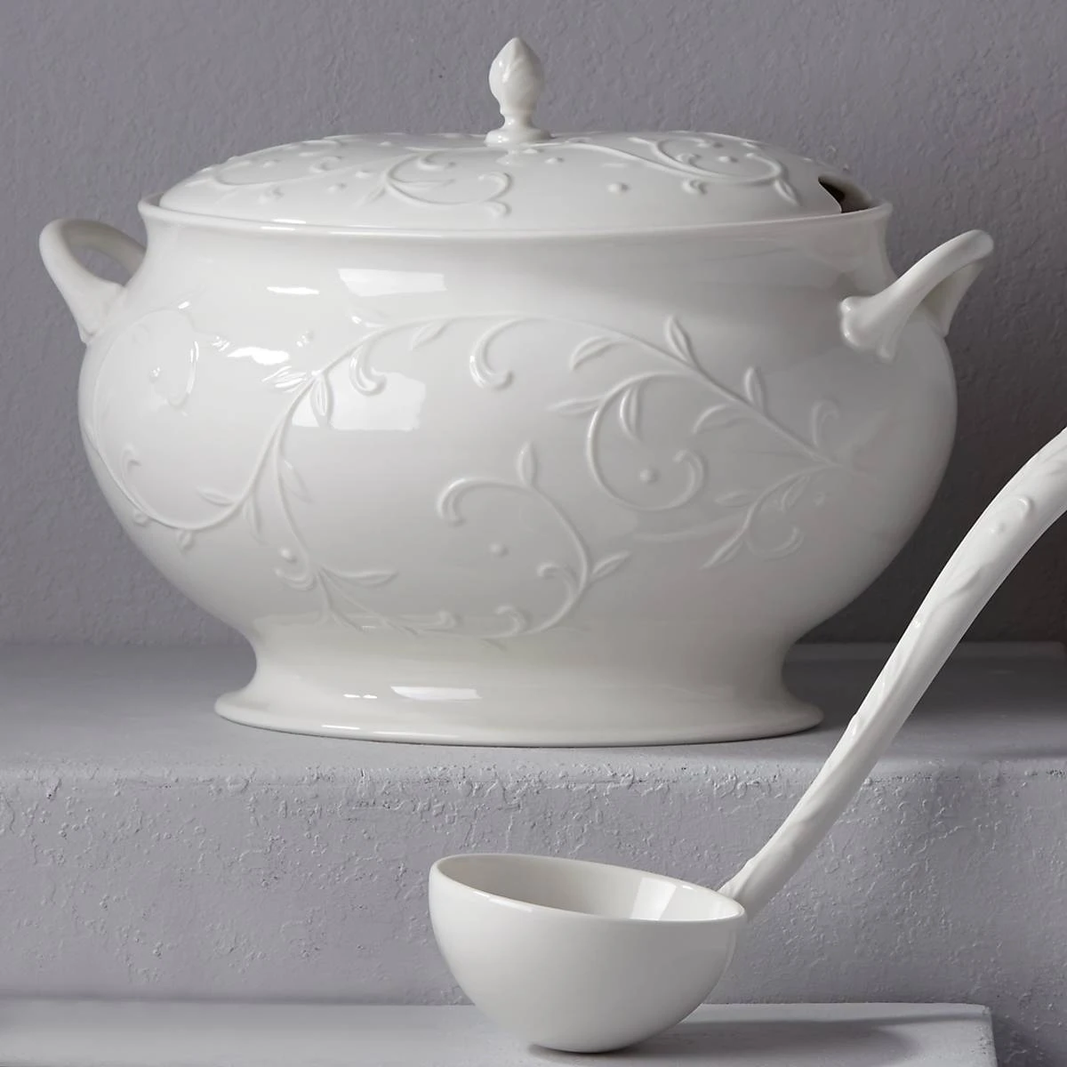 Lenox Opal Innocence Carved 3pc Soup Tureen Set 4 Lenox Opal Innocence Carved 3pc Soup Tureen Set - Image 2