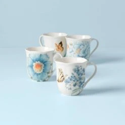 Lenox Butterfly Meadow Blue 4-Piece Mug Set