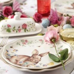 Lenox Butterfly Meadow Bunny 4-Piece Accent Plate Set -Lenox Shop 893465 w15