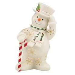Lenox Happy Holly Days Snowman & Candy Cane Lit Figurine