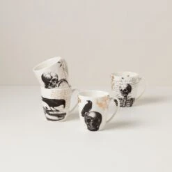 Lenox Vintage Gold Halloween Mugs, Set Of 4